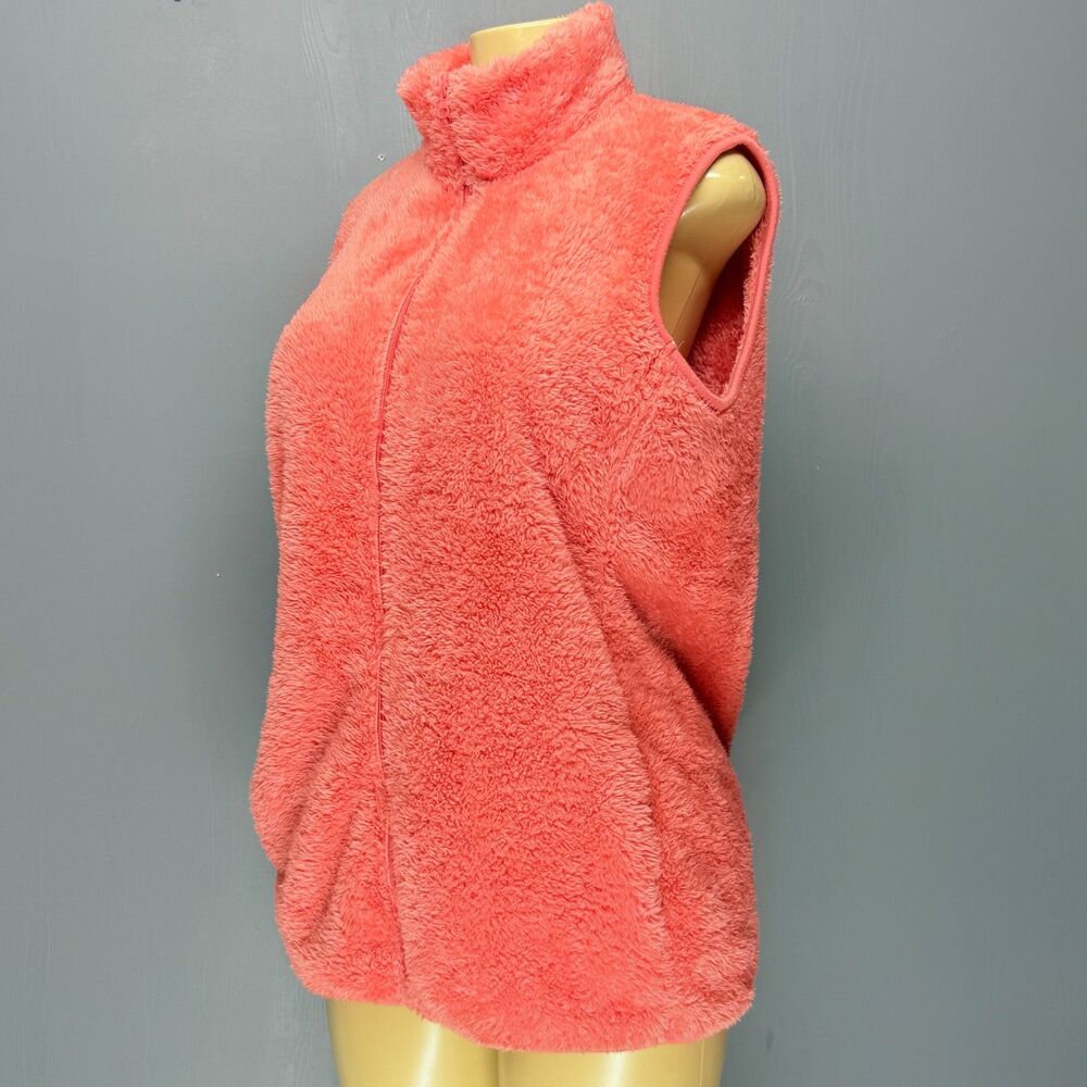 Emme Jordan Coral Pink Sherpa Vest | Fuzzy Zip Front Layer | Size L